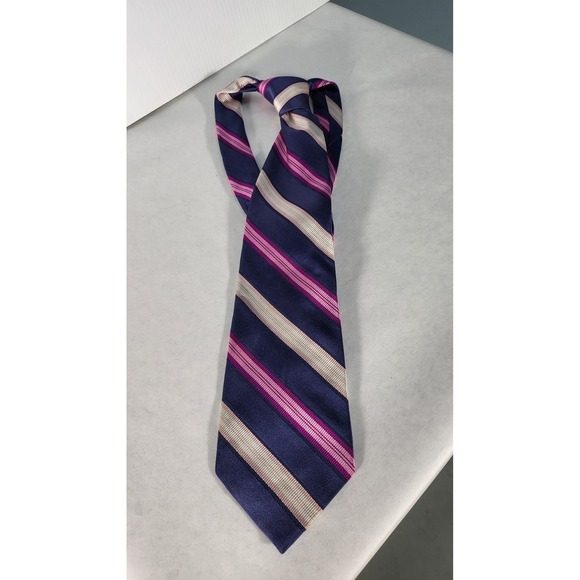 Allyn St. George Striped Necktie Business Career Party Fashion Accessory - Picture 1 of 4